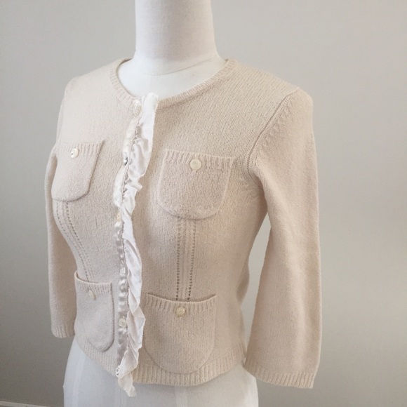 Rebecca Taylor Wool Blend Ruffle Cardigan, Sz S - Picture 2 of 8